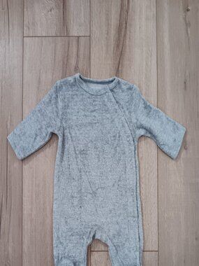 Kiabi Baby Romper Sleepsuit Footed Pajama Gray Ribbed Cotton Blend Size 3M